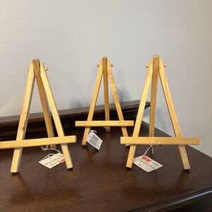3 - 8" NOS Wooden Art Display Easel Stand Made In Taiwan